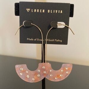 Pink and Gold Brass Earrings 14K plating